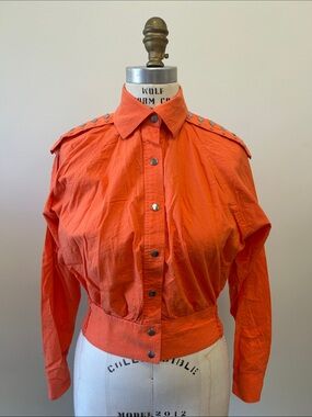 Incredible 80s Cotton Orange Stud-Detail Women's Jacket